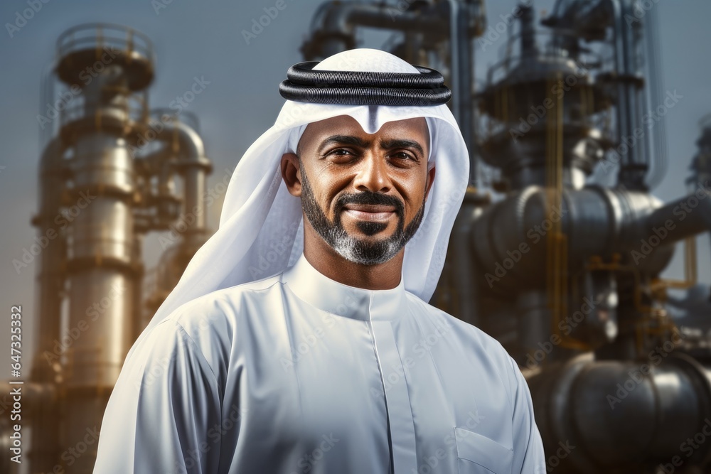 Portrait of Arabian businessman on the gas and oil platform