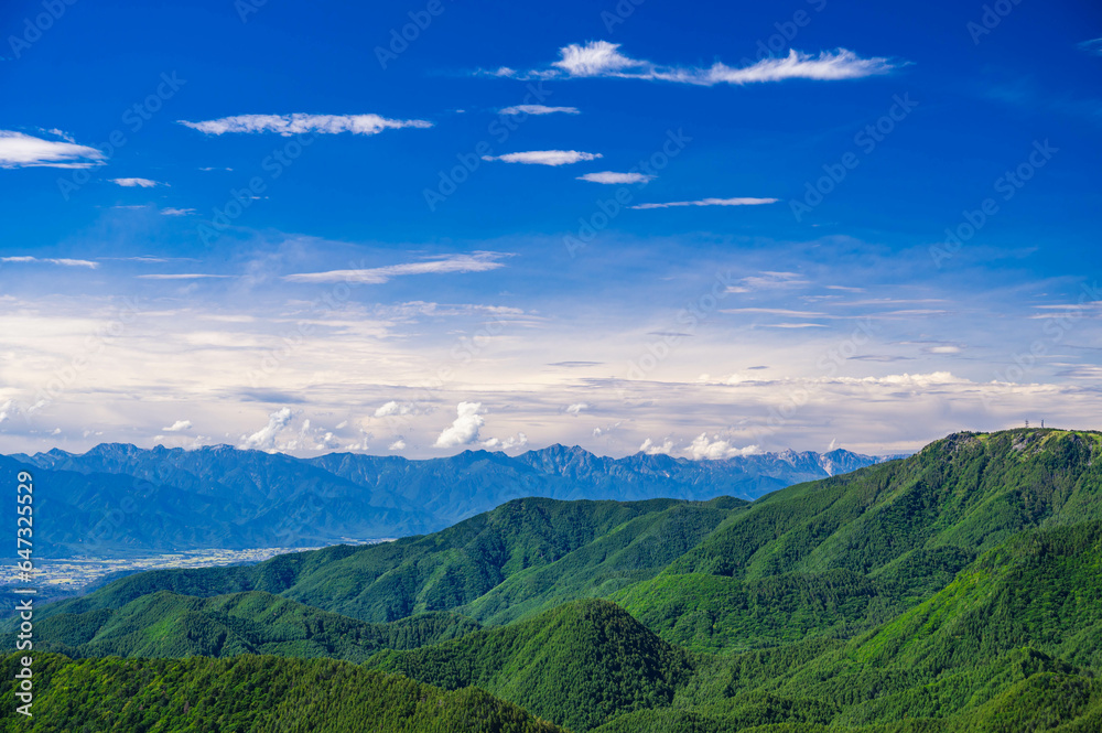 Naklejka premium 美ケ原高原王ヶ頭と北アルプス