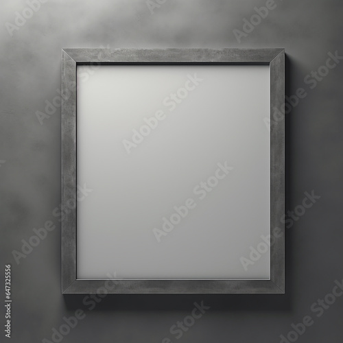 Realistic Rectangular Frame on Gray Wall Backdrop