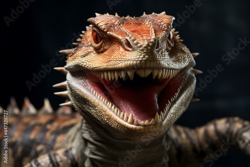 Happy reptile with open mouth. Generative AI