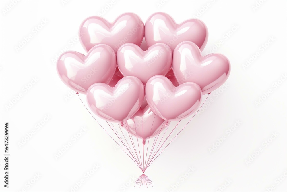 Delicate pink balloon heart design perfect for Valentine's Day cards, flyers, invitations, and decor. Generative AI