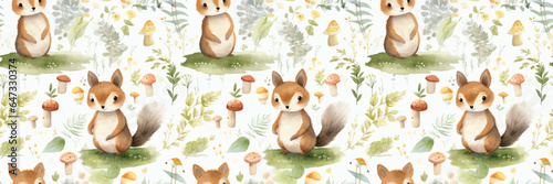 Waterpainted Forrest Critter Wallpaper Design