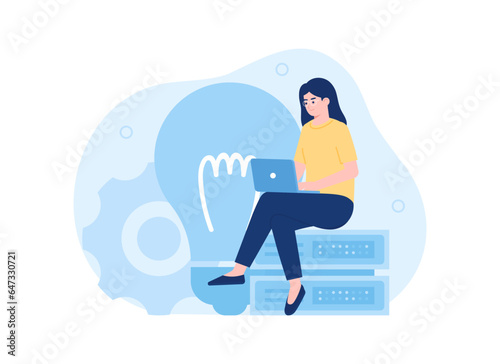 Online data security solution concept flat illustration