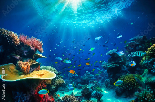 Vibrant Fish in the Ocean Amongst Coral Reef