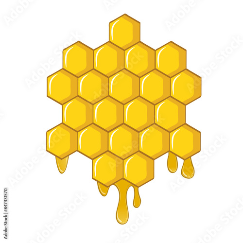 honeycomb with honey drip cartoon style