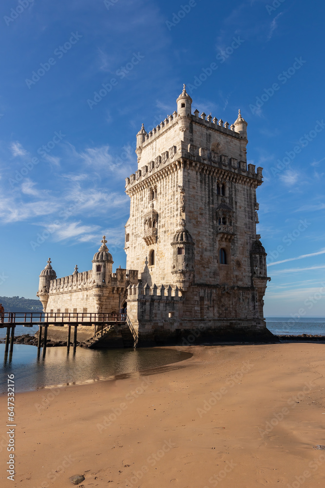 The Belém Tower is an old military construction located in the city of Lisbon