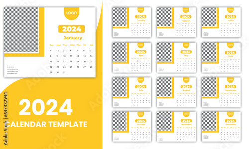 Free vector 2024 new year clean calendar template