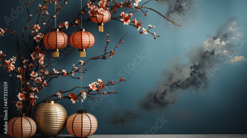 Chinese Mid-Autumn Festival Traditional Texture Decoration Background,created with generative ai tecnology.