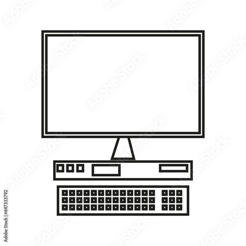 Personal computer with display and keyboard. Pictogram