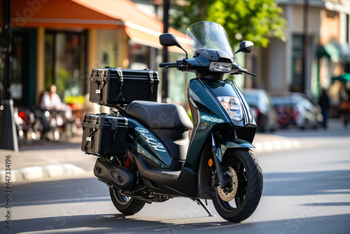 Electric scooter for fast delivery of orders around the city.