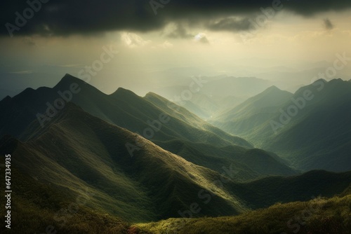 Overwhelming mountain panorama. Generative AI