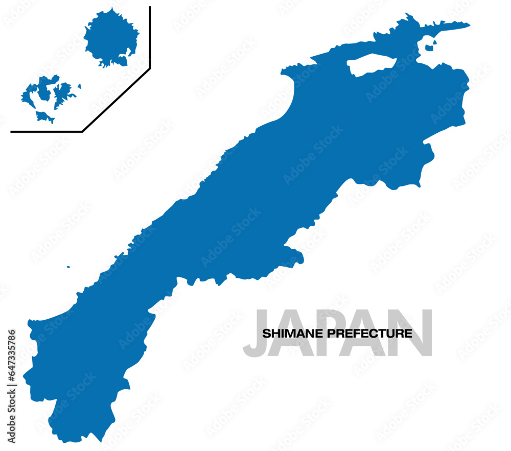 Obraz premium 島根県の地図 日本