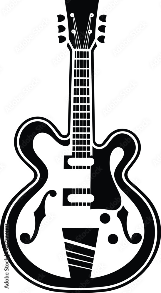 Naklejka premium Guitar vector illustration for t-shirt logo