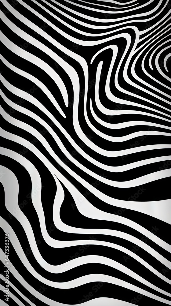 Black & White Wavy Lines and Organic Shapes Vector Generative AI 