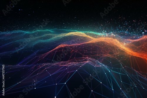 Illustration of interconnected data streams in a digital space. Generative AI