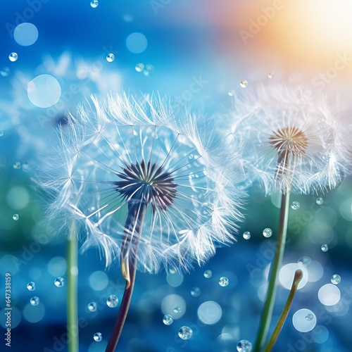 dandelion on blue background