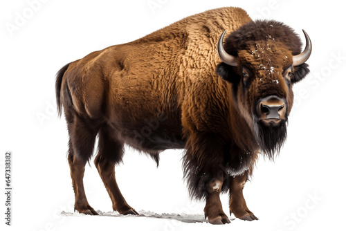 European wood bison isolated on a transparent background, Generative Ai