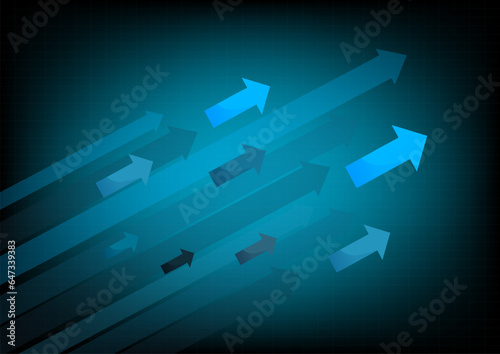 Financial Blue arrows rising up business opportunities.