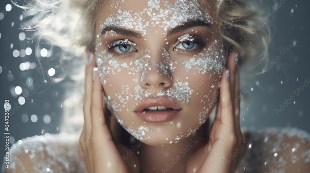 Beauty, cosmetics and makeup with glitter. Magic bright creative make-up Beauty, cosmetics and makeup with glitter. Magic bright creative make-up