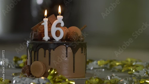 16th Birthday Cake with decorations photo