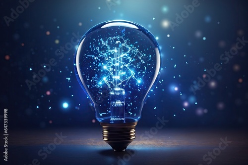 blue digital technology light bulb. ai generative