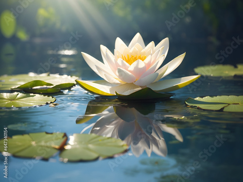 White water lily in the pond
