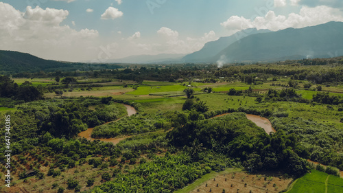 Drone Shot of a valley in North Thailand, Chiang Mai Region 