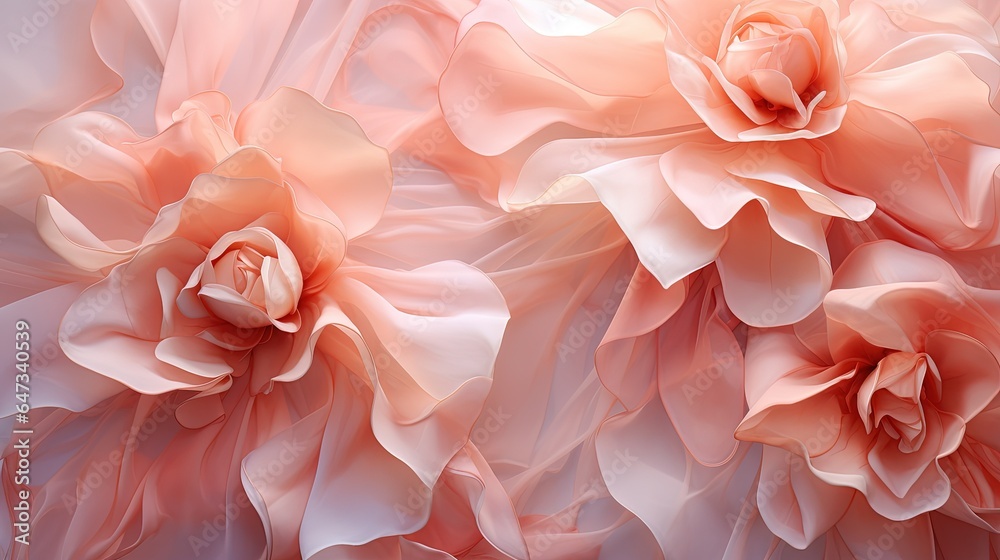  a close up of pink flowers on a white background with pink petals.  generative ai