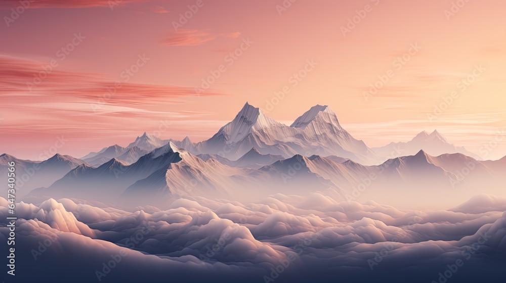  a view of a mountain range from a high altitude point of view.  generative ai