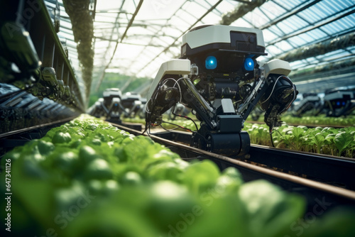 Automated robot that streamlines the production of agriculture of the industrial revolution. Farmers and production concepts.