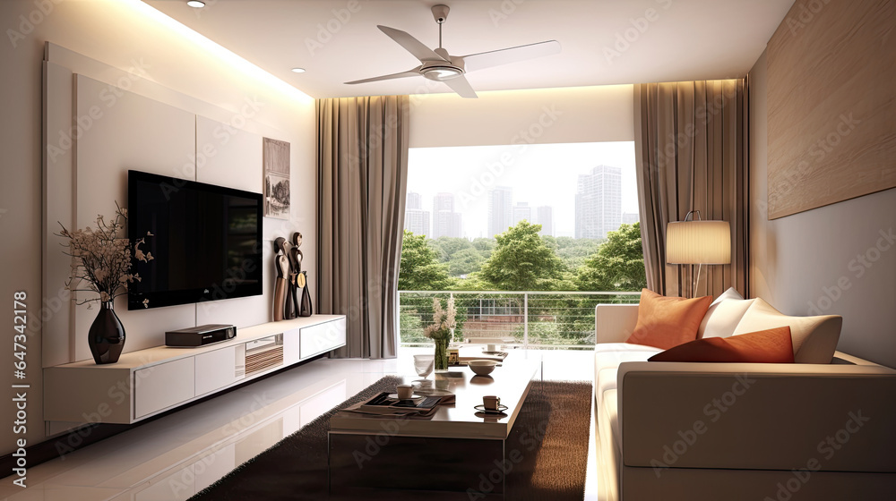 View of living room, Minimalist style interior design of modern living room ...