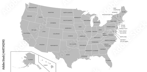 Name of the USA, United States Countrys America Map. Vector file SVG