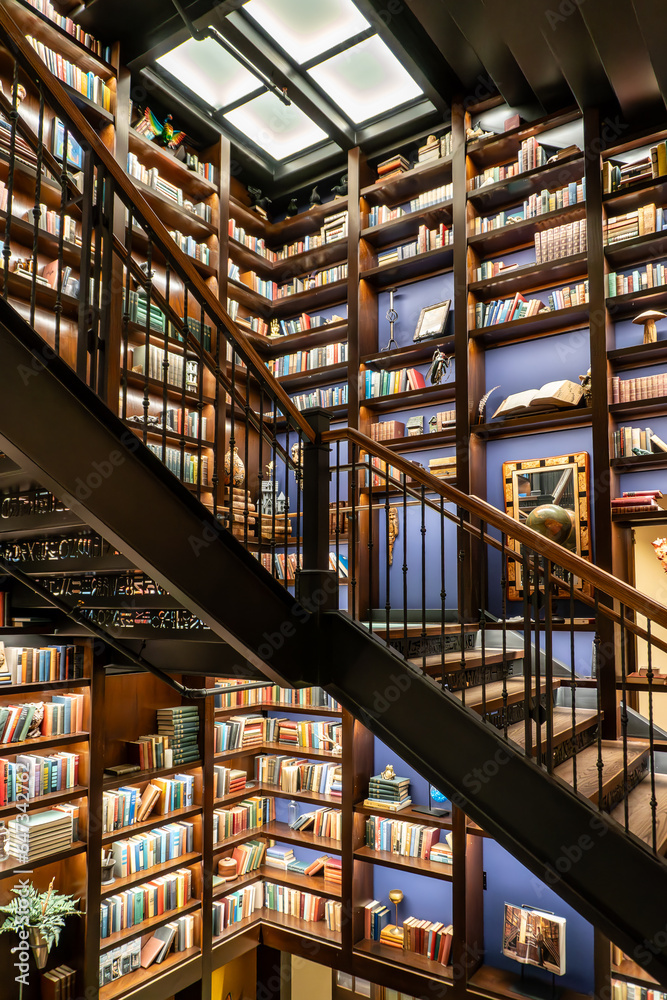 Fototapeta premium Verona, Wisconsin: Epic Epic campus. Epic Systems Corporation healthcare software company. Library staircase in Wizards Academy campus. 