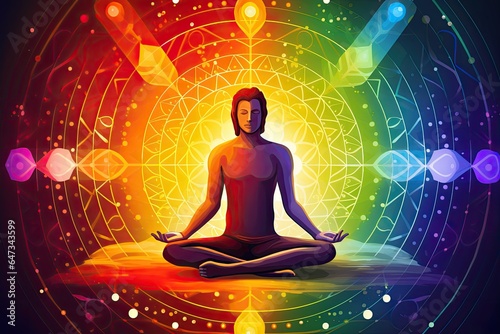 mediating person chakras and spirituality concept illustration