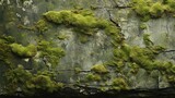  moss growing on the side of a rock wall with a bird perched on top of it.  generative ai