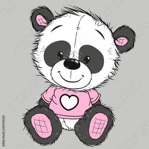 Cartoon Panda isolated on a gray background