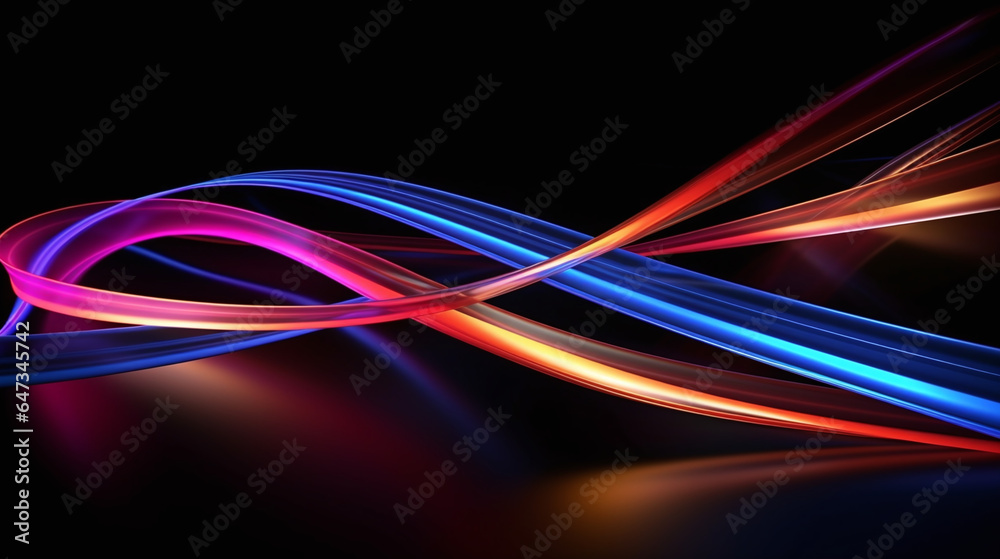 Neon wave pattern on dark background
