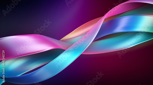 Neon and pink ribbon on a dark purple background