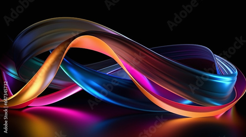 Colorful light waves on black background