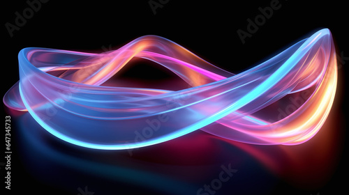 Soft glowing ribbon and lines on black surface visual
