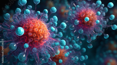 Colorful virus scientific close up