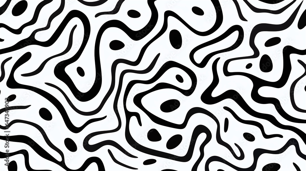 Abstract black and white squiggly line pattern Abstract black and white squiggly line pattern