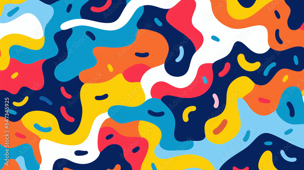 Abstract pattern with colorful wavy shapes