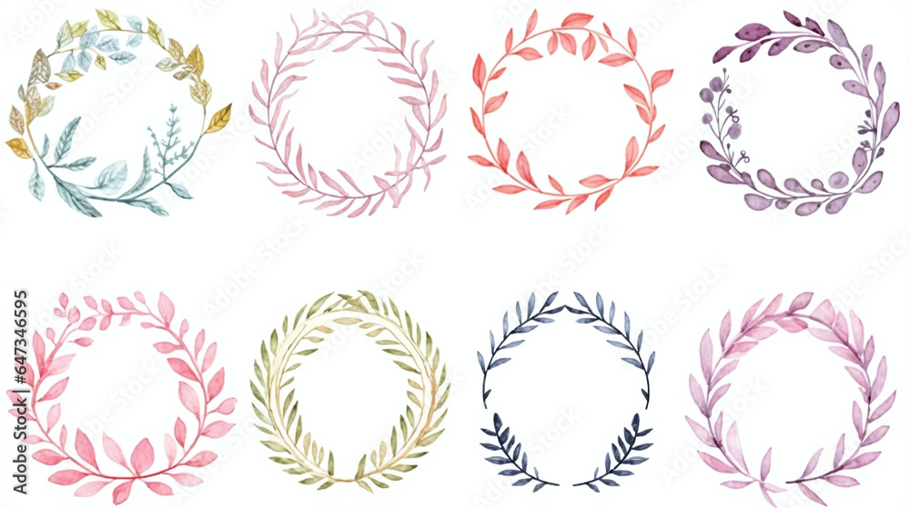 Watercolor wreaths and garlands illustration