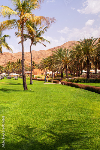 Omani Beach at the Barr Al Jissah Resort in Oman. It is located about 30 km east of Muscat