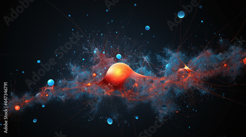 Orange ball with blue dots in apophysis outer space nebula