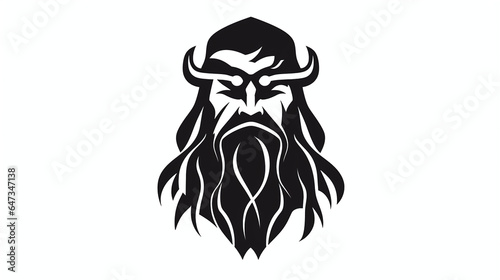 A black minimalistic viking icon ona white background