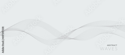 Abstract grey wavy lines vector background. Vector modern gray background template. Dotted wave lines.