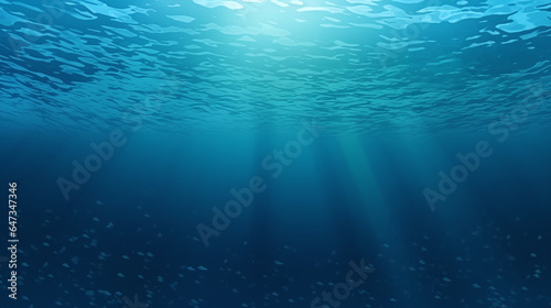 Underwater scene in deep navy ocean depths