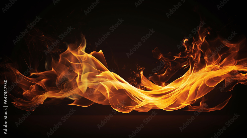 Fototapeta premium Fiery flames on a dark background